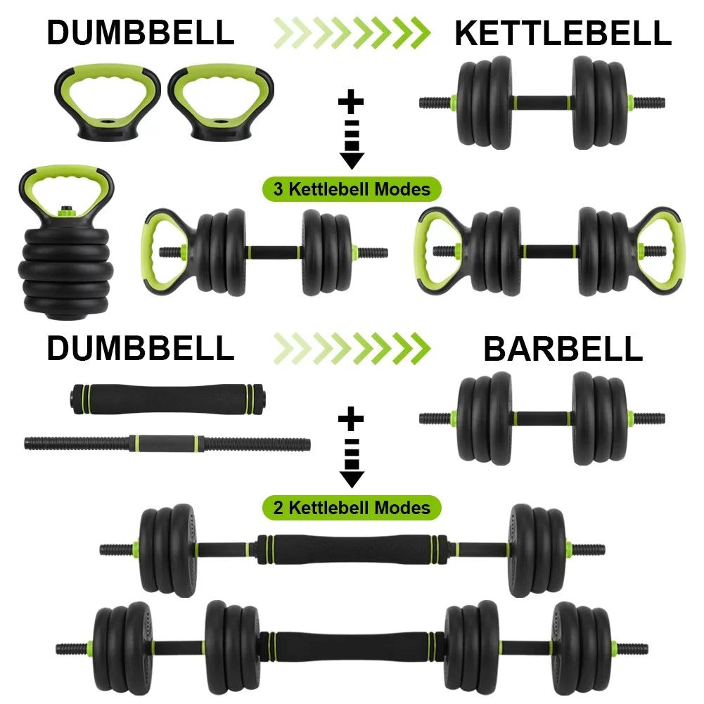 4-in-1 Adjustable Dumbbell, Barbell, and Kettlebell Set N6400