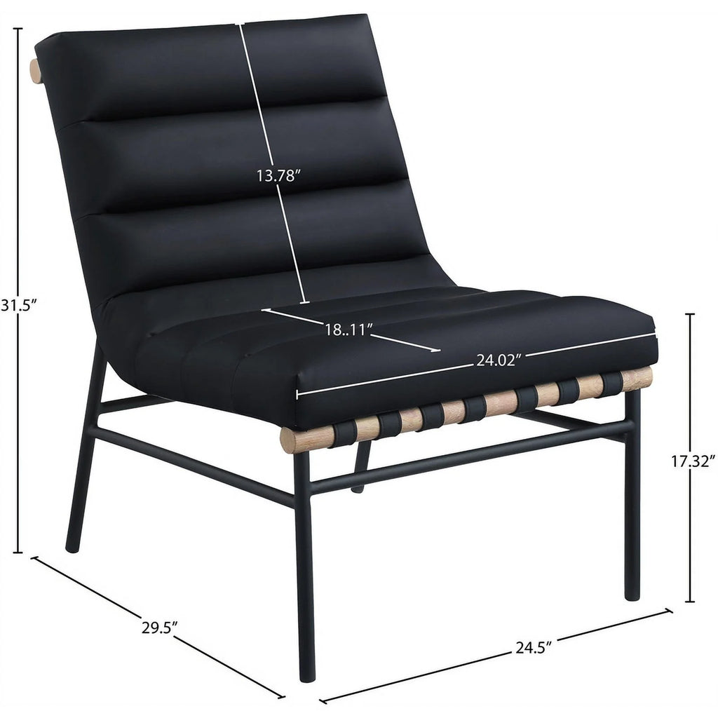 Black Vegan Leather Accent Chair S652