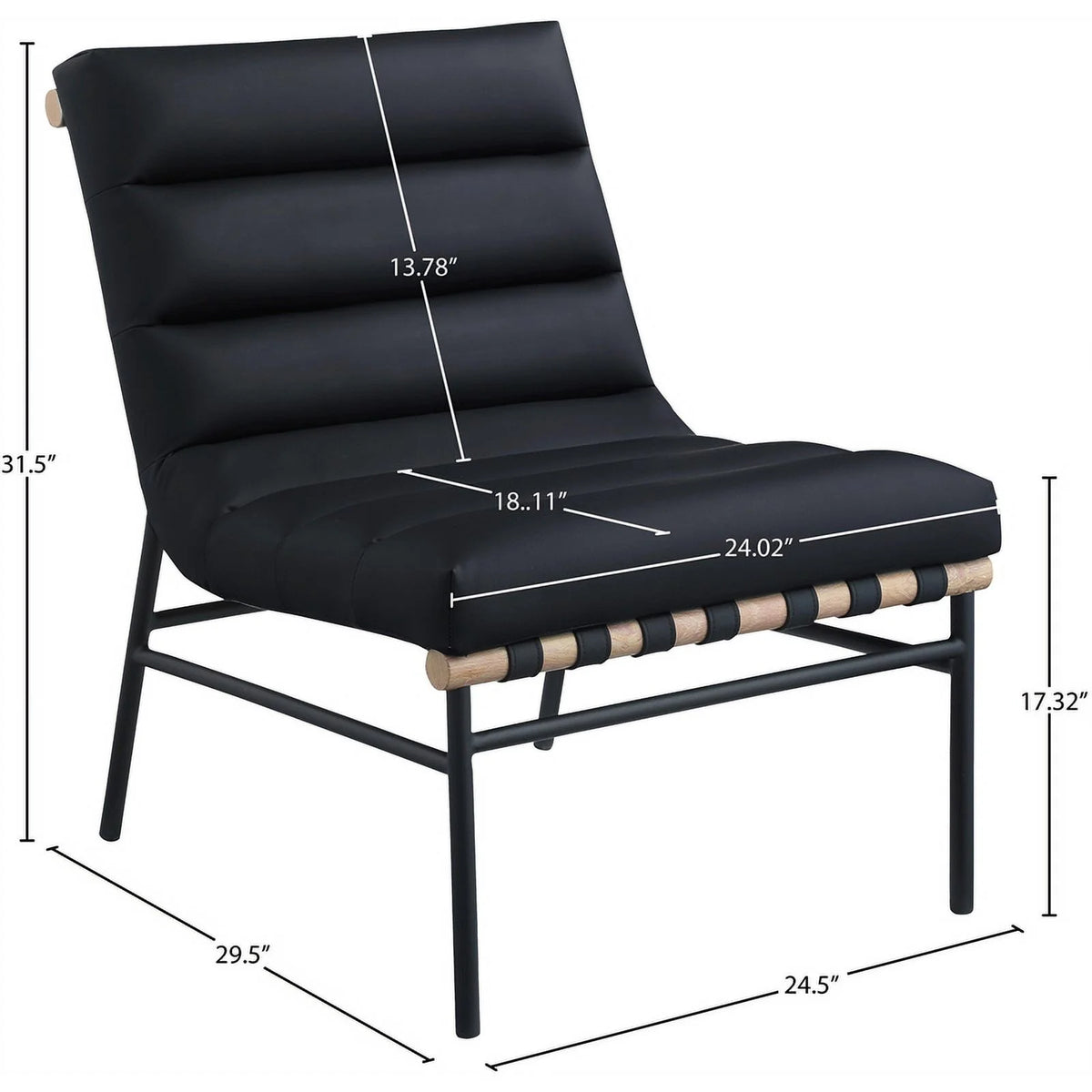 Black Vegan Leather Accent Chair S652