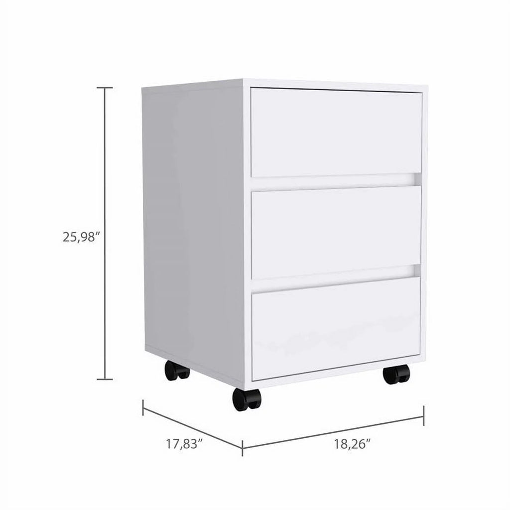 3 Drawer White Wood Filing Cabinet F16991