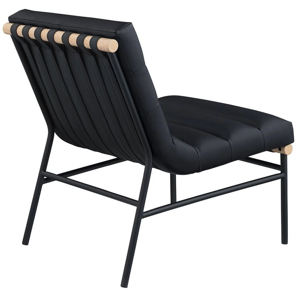 Black Vegan Leather Accent Chair S652