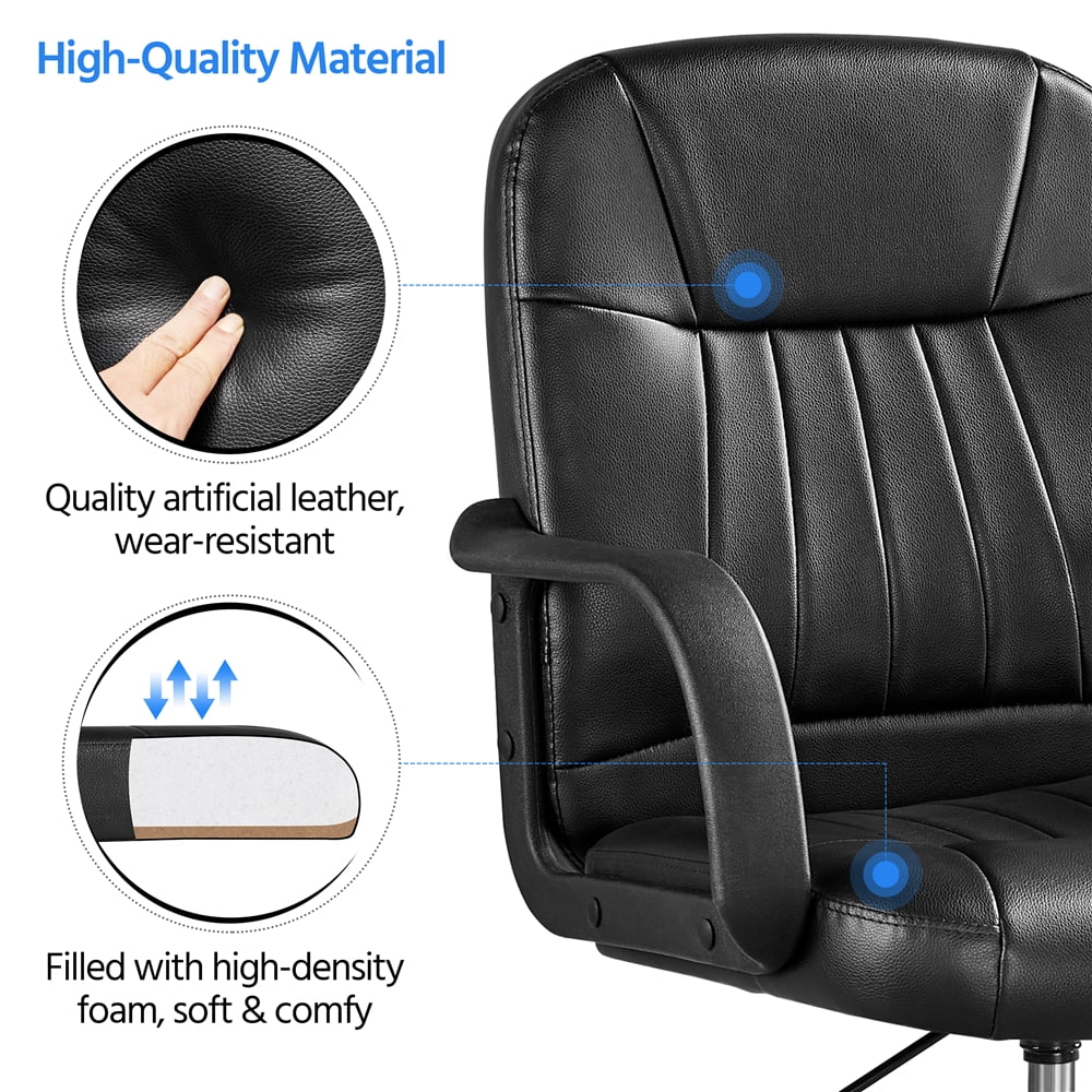 Black Faux Leather Adjustable Swivel Office Chair W422