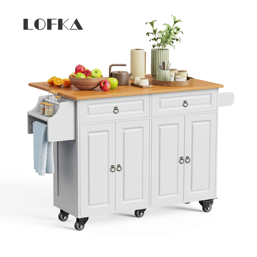 52" White Kitchen Island with Storage R396543
