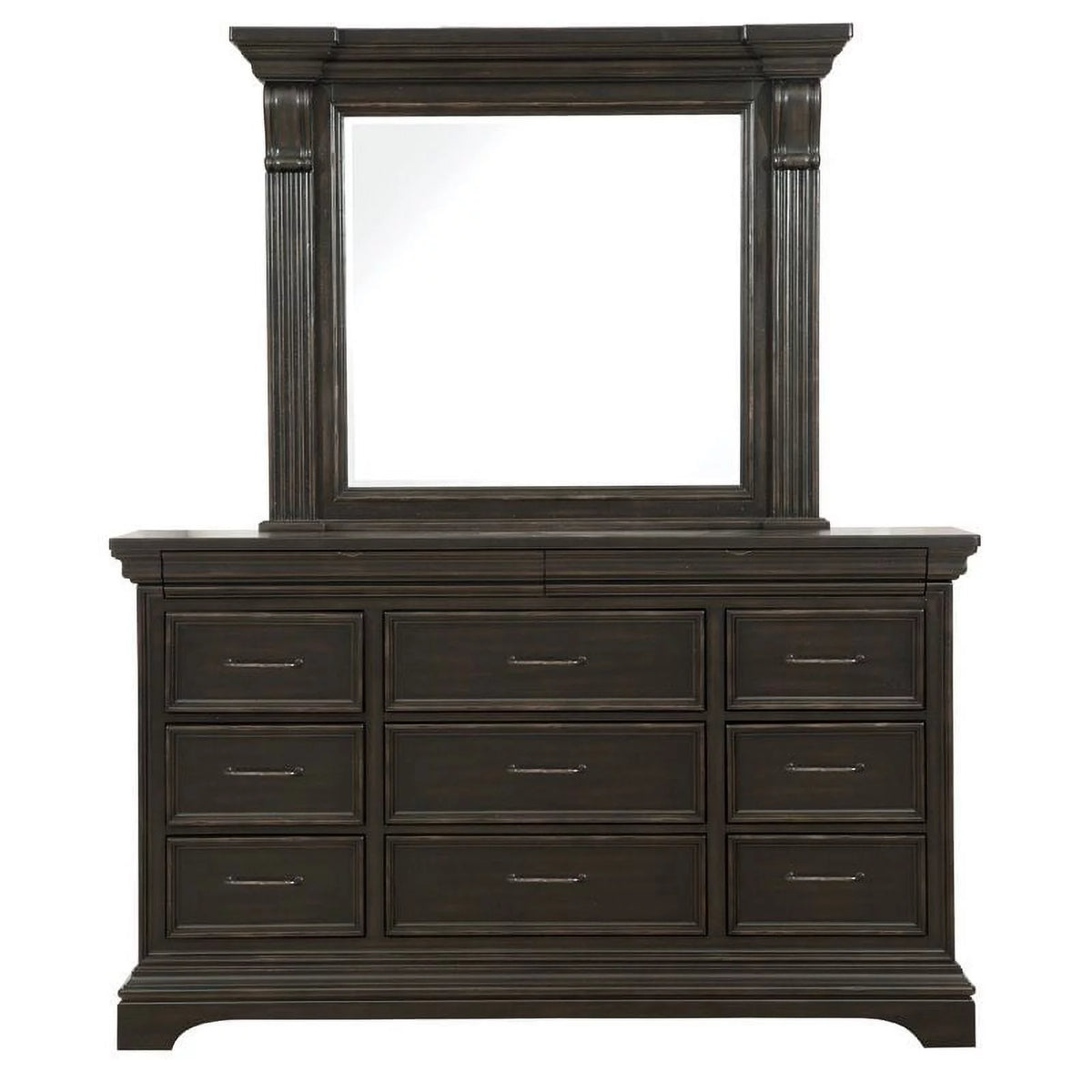 11 Drawer Wood Dresser with Mirror P5090