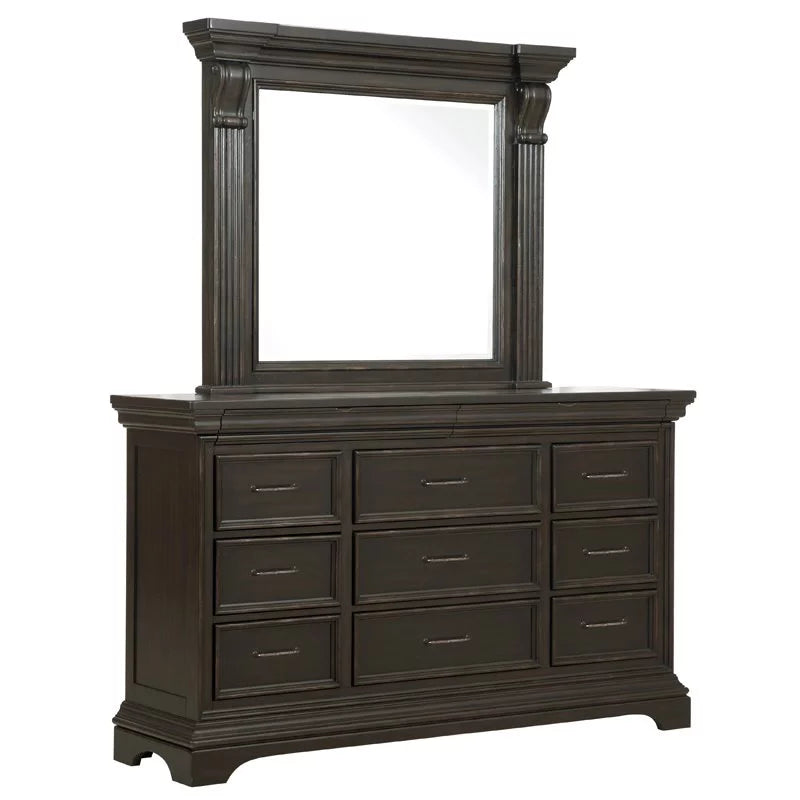 11 Drawer Wood Dresser with Mirror P5090