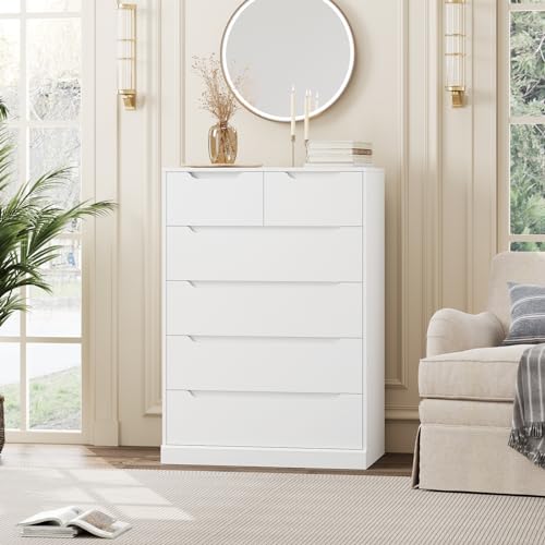 White 6 Drawer Wood Dresser R5619