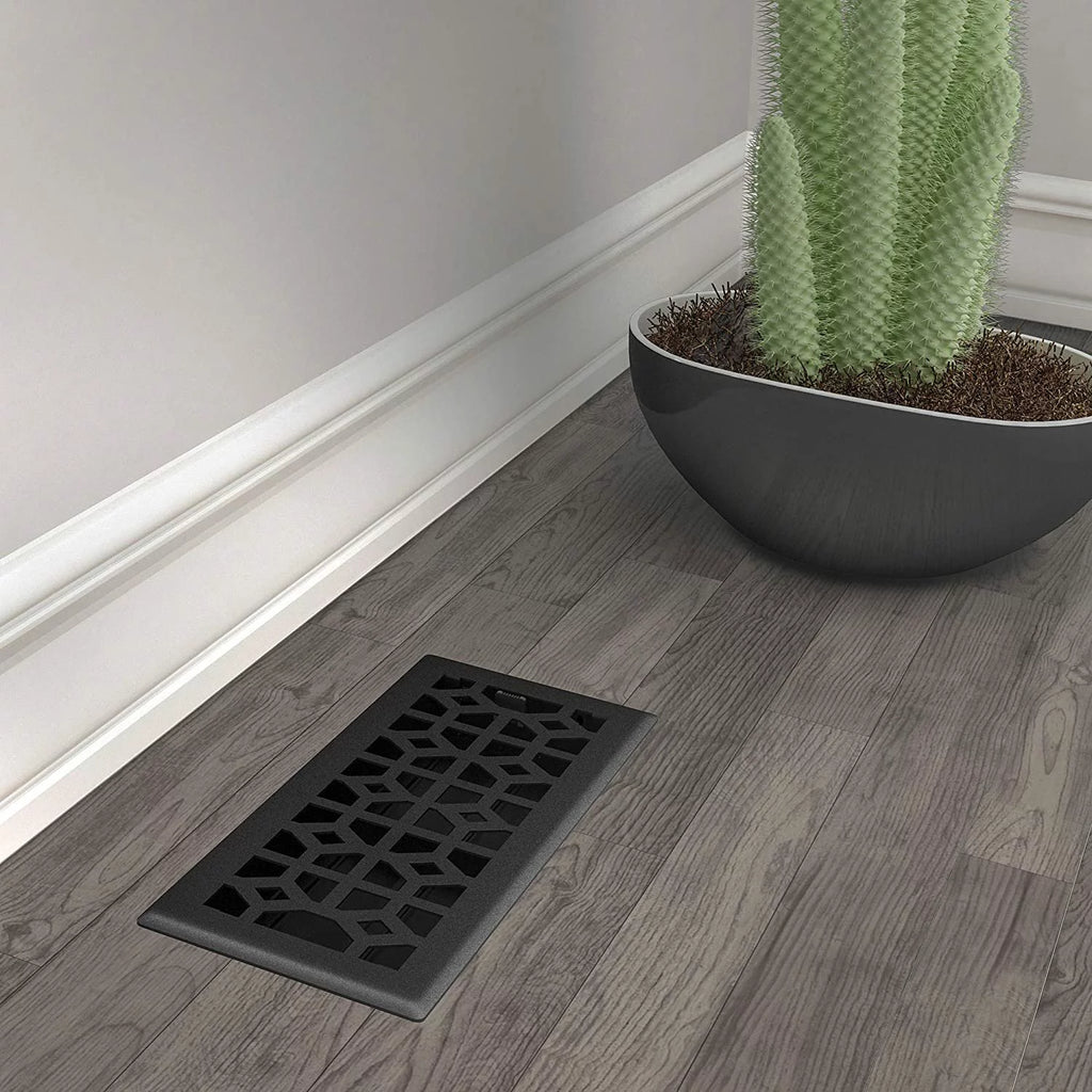 Black Iron 4x10 Inch Floor Register, 5 Count C110