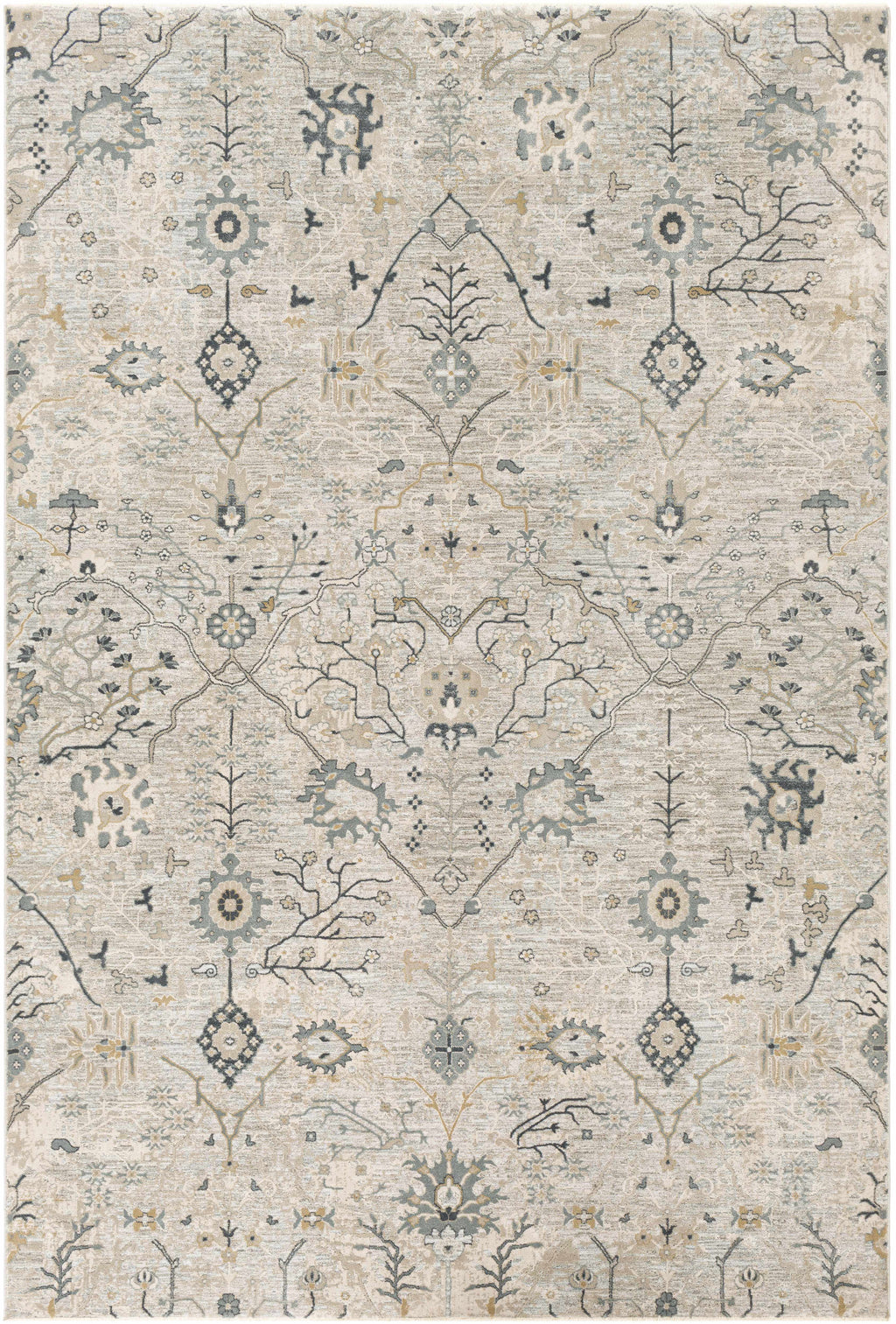 Blue Grey Beige 9' x 12' Area Rug U1539