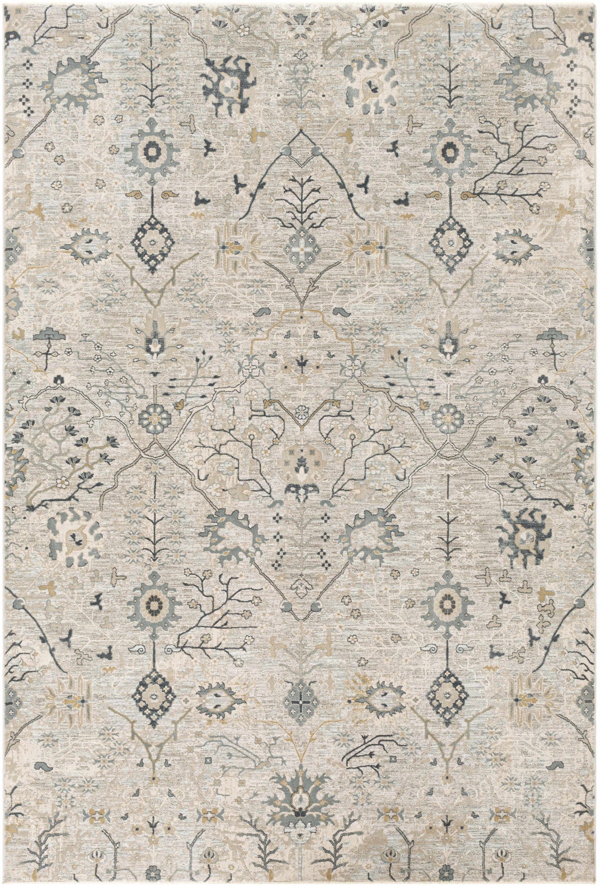 Blue Grey Beige 9' x 12' Area Rug U1539