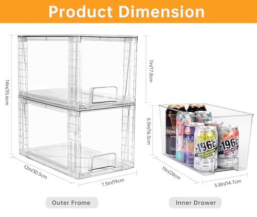 Clear Stackable Kitchen Storage Drawers with Handles C55647