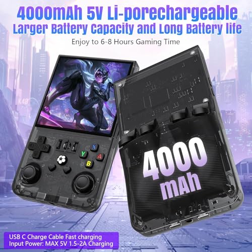 4.0 inch IPS Screen Retro Handheld Game Console 18000+ Games Transparent Black W67626