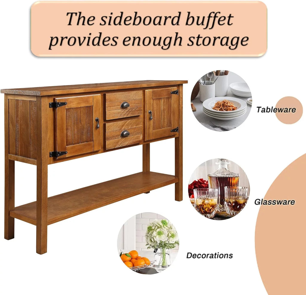 Brown Console Table with 2 Drawers and Cabinets C443953