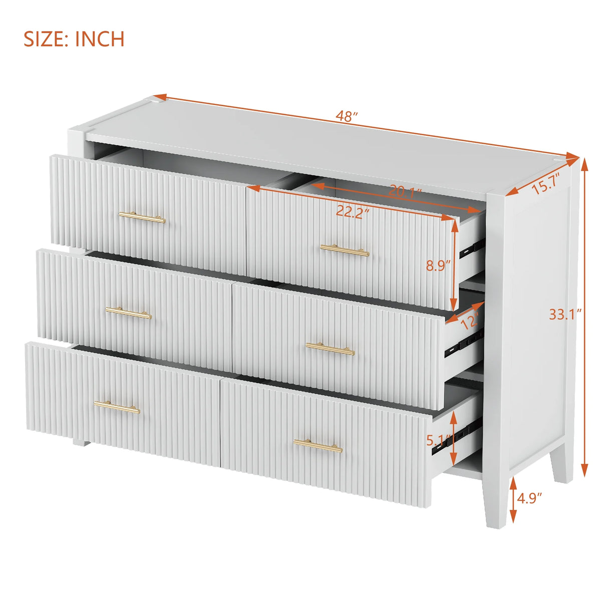 White 6 Drawer Dresser U376616