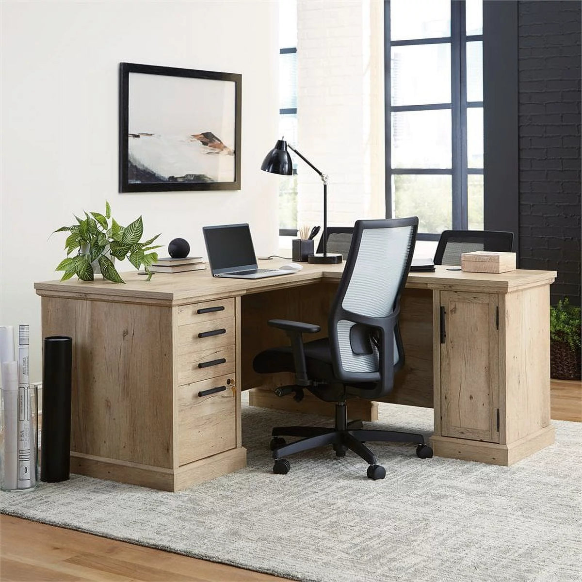 2-Piece L-Shaped Desk & Filing Cabinet Set F27536