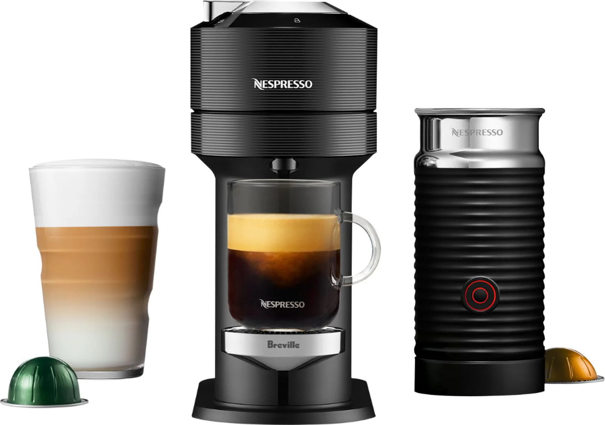 Classic Black Coffee Machine with Milk Frother H622987