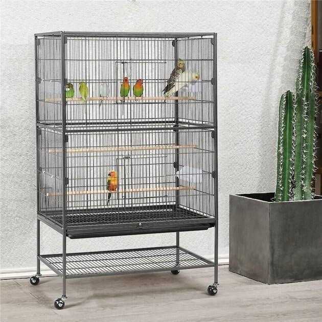 Large Bird Rolling Cage & Storage Shelf I8925