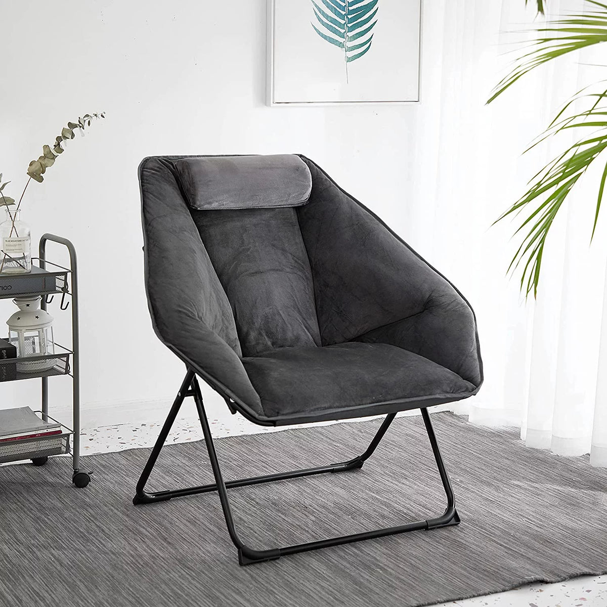 Grey Micromink Folding Chair H70986