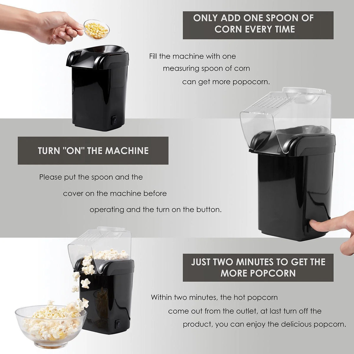 1200W Electric Hot Air Popcorn Maker Y896306