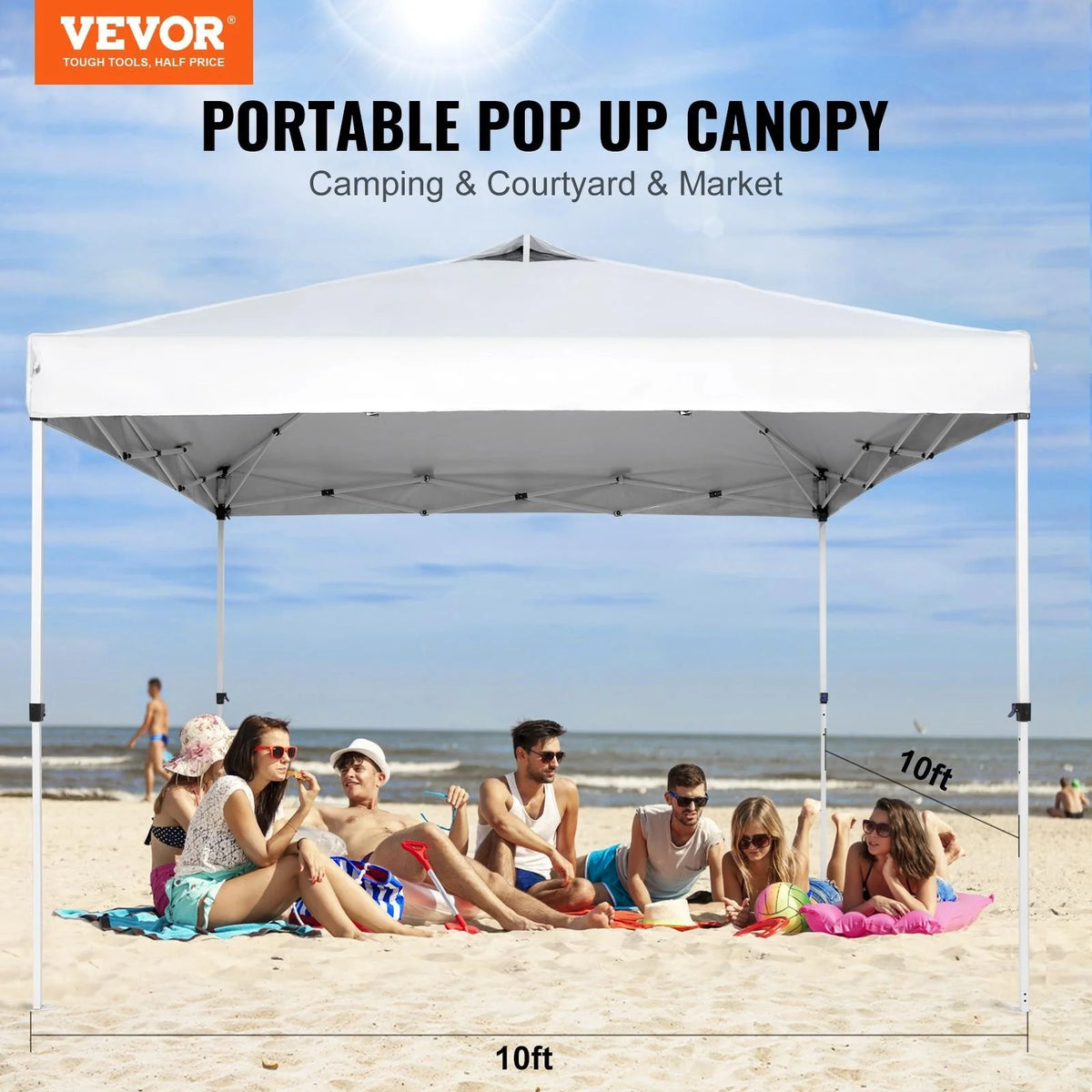 10 x 10 ft Pop Up Canopy Tent with Roller Bag and 4 Sandbags D598