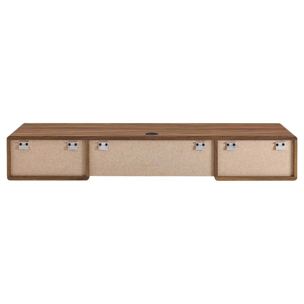 60" Wall Mount Wood Office Desk in Walnut/White C9479