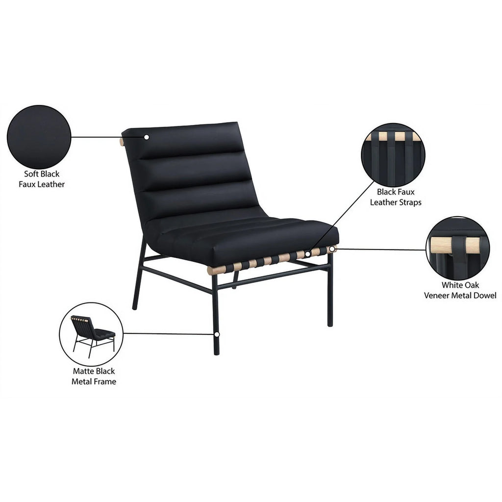 Black Vegan Leather Accent Chair S652