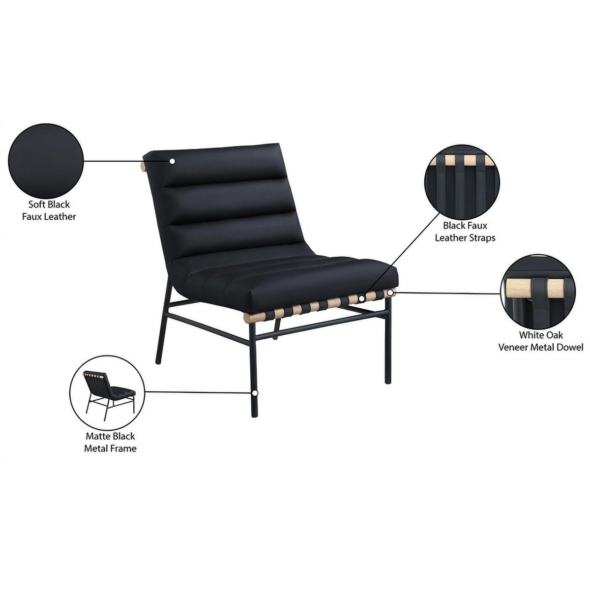 Black Vegan Leather Accent Chair S652