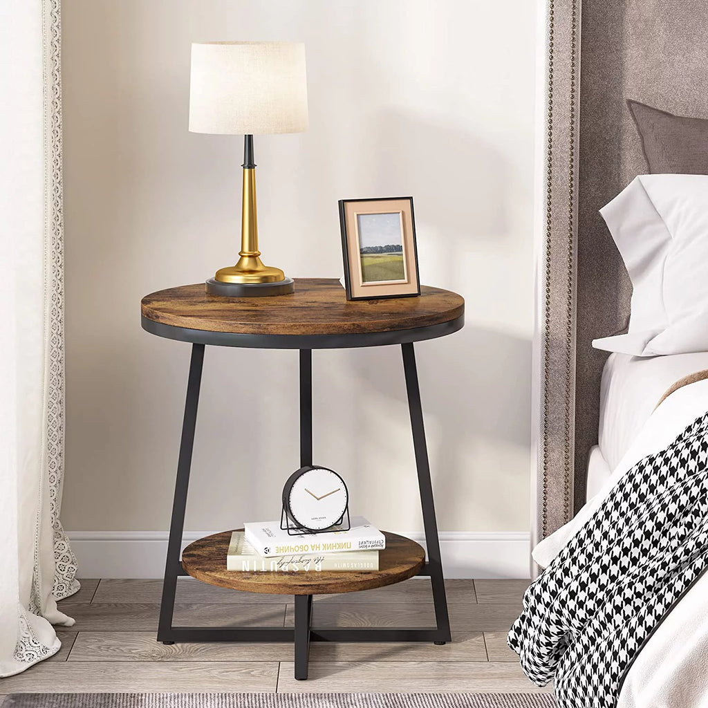 Round 2 Tier Side Table with Storage Shelf U447429