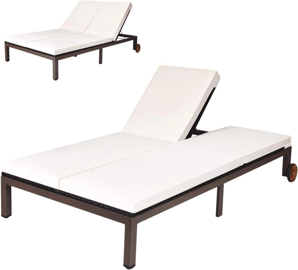 2-Person Rattan Patio Lounge Chair with Cushion T411046