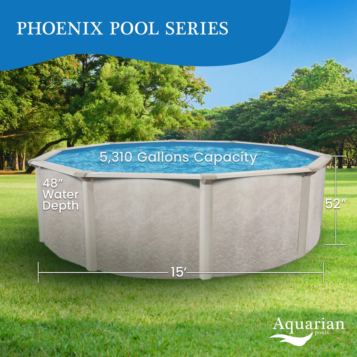15 Foot x 52 Inch Steel Frame Above Ground Swimming Pool D49143