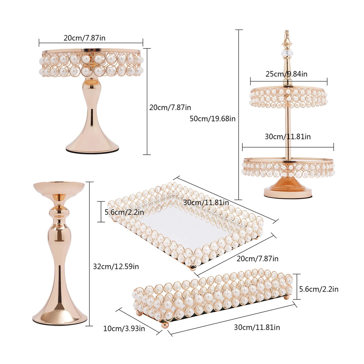 9 Pcs Acrylic Pearl Cake Stand Set Y588911