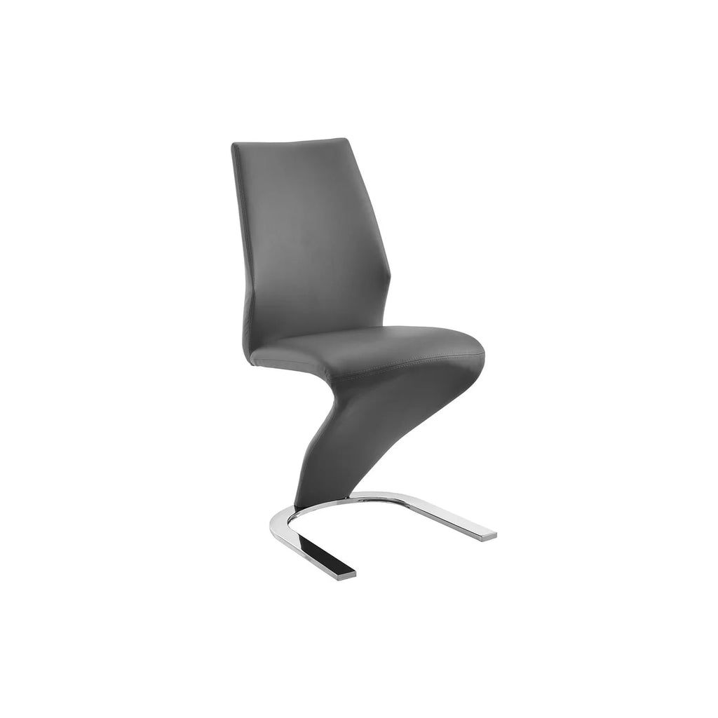 Set of 2 Gray Polyurethane Leather Dining Chairs F32045