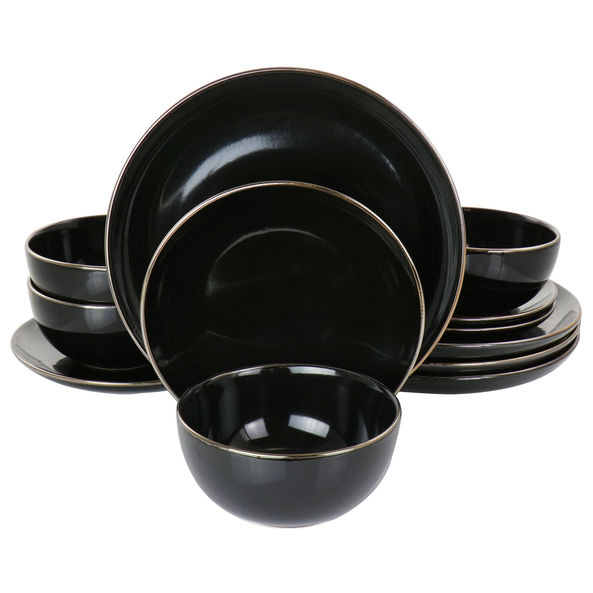 Gold 12 Piece Stoneware Dinnerware Set U9458