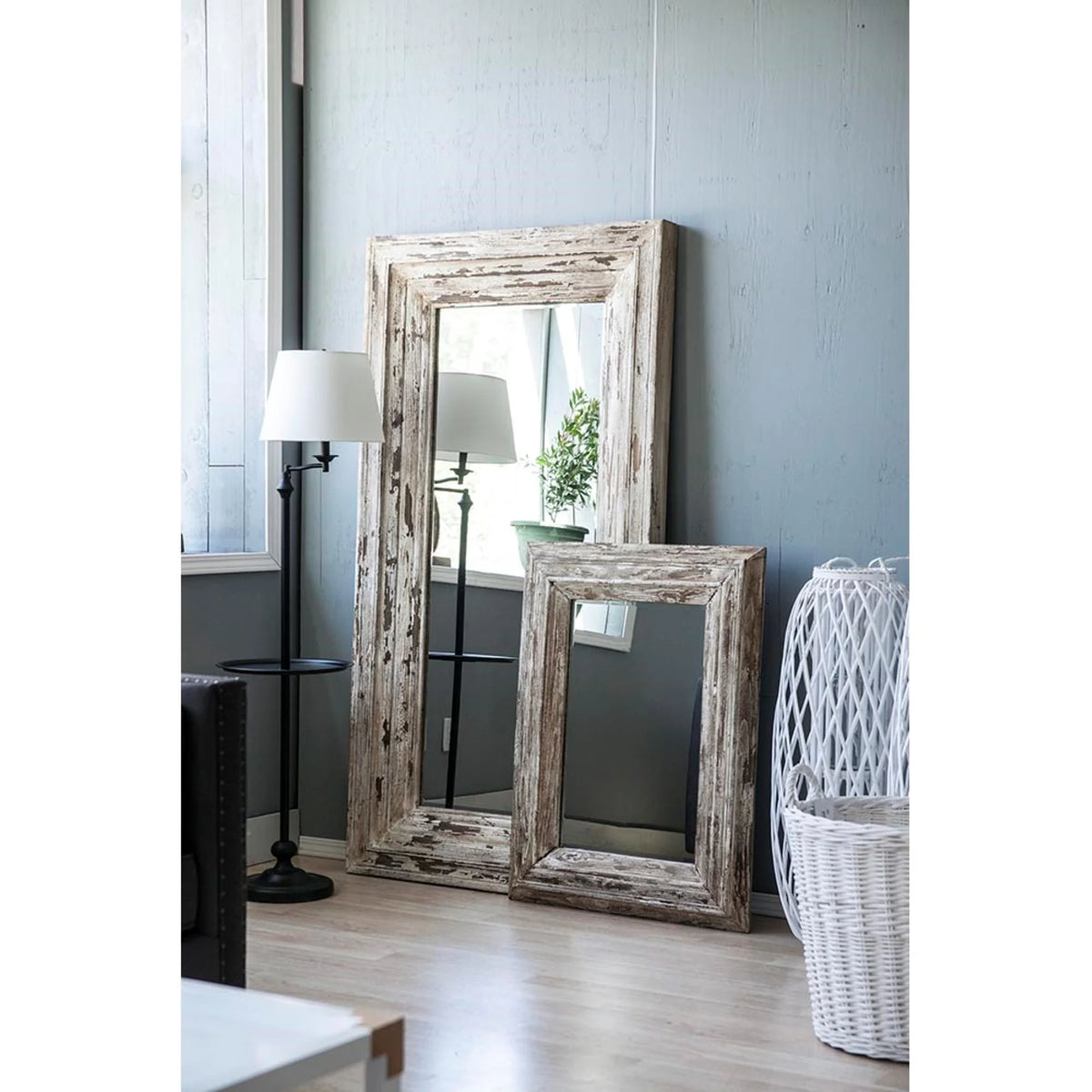 Distressed Finish Rectangular Wall Mirror K90994