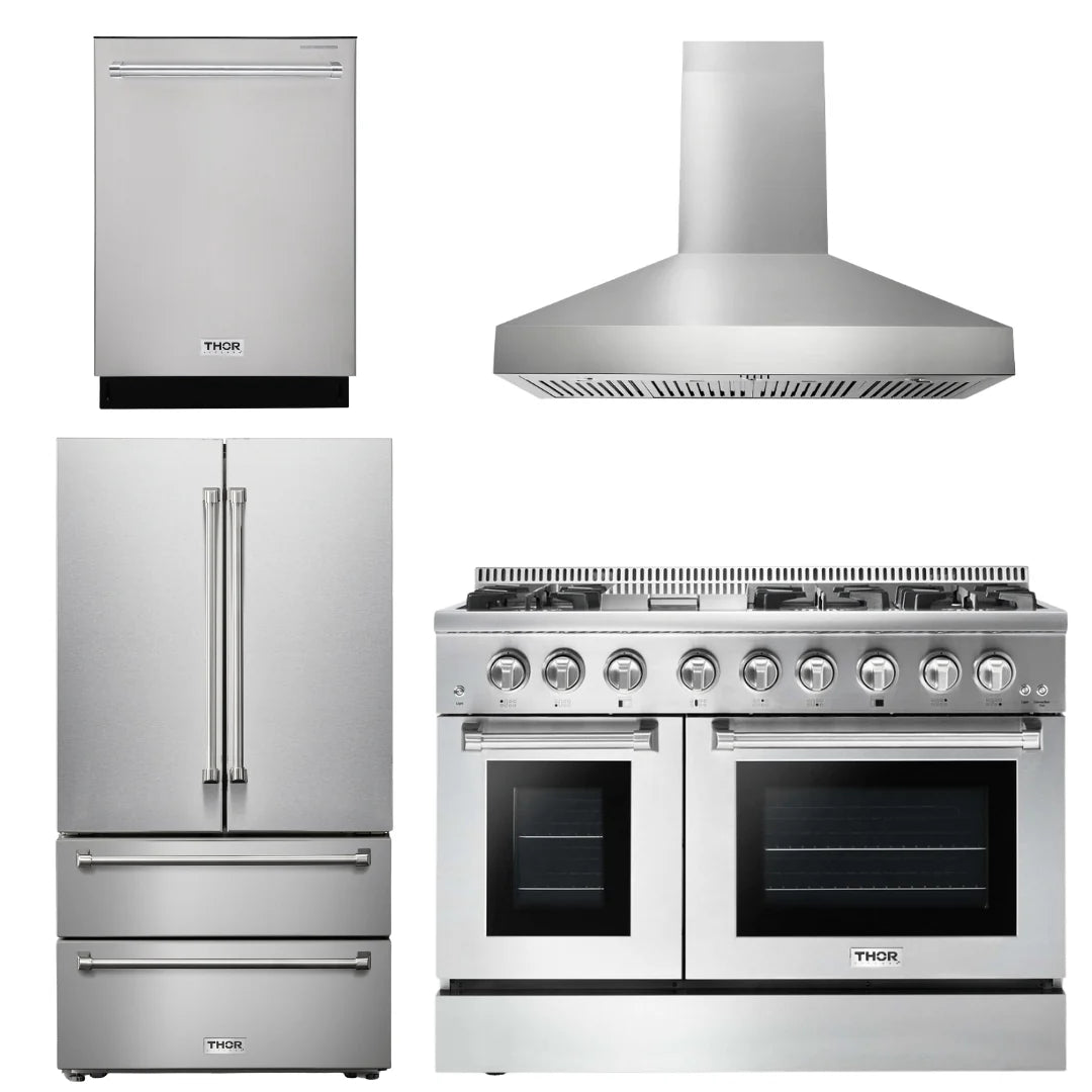 48 Dual Fuel Range, Range Hood, Refrigerator, Dishwasher G45144