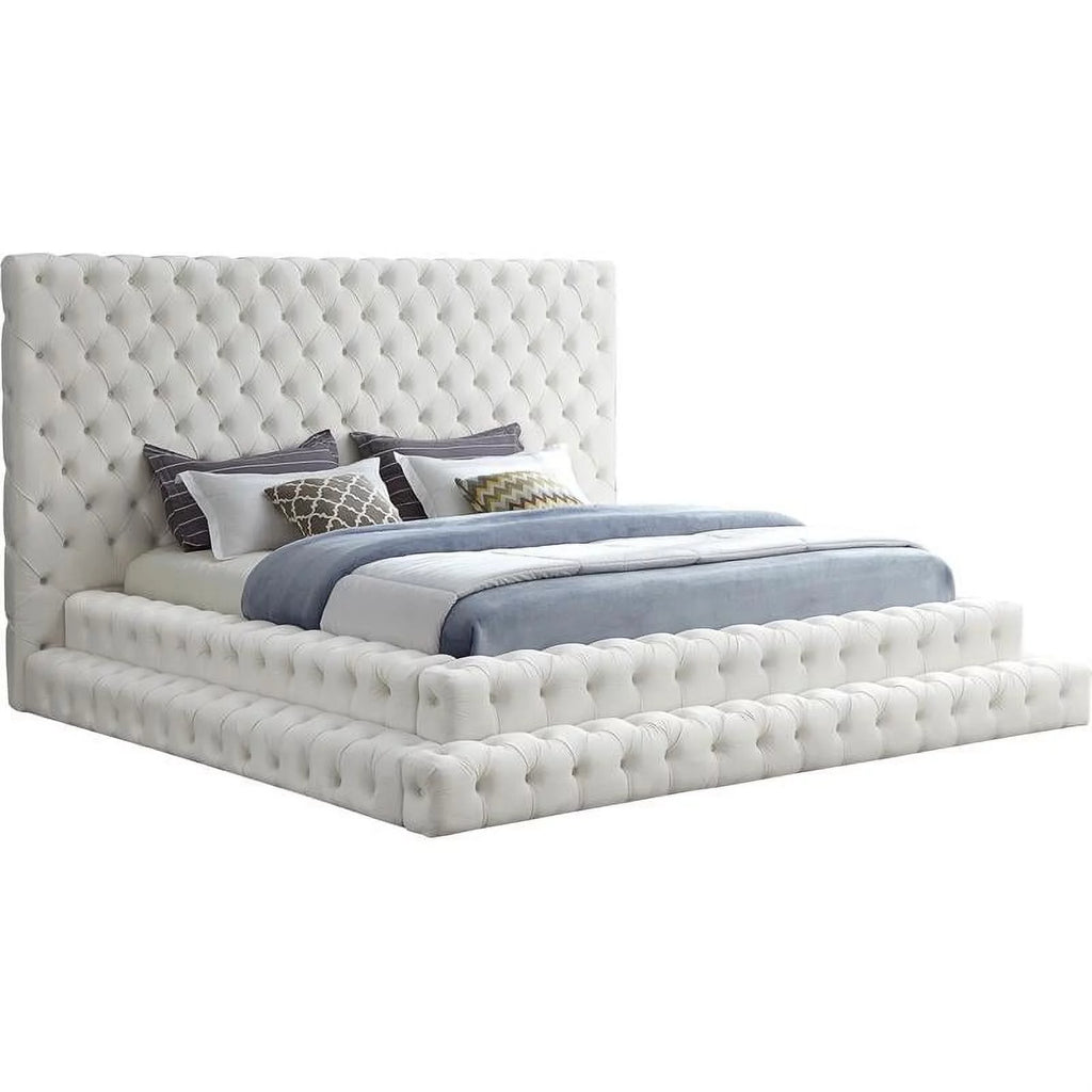 Cream Velvet King Bed K275
