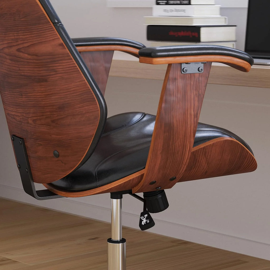Black Faux Leather Ergonomic Office Chair A55116