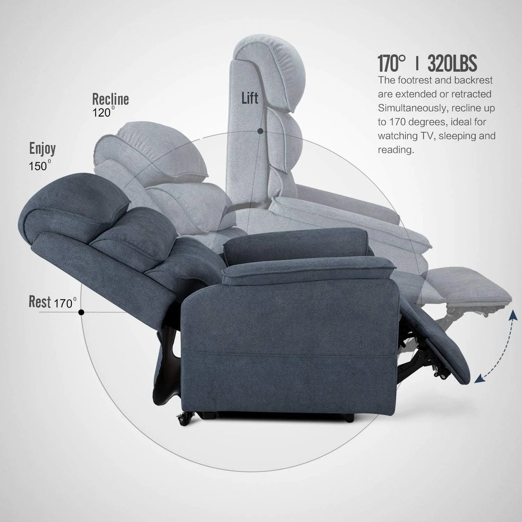 Blue Dual Motor Power Lift Recliner Chair A8098