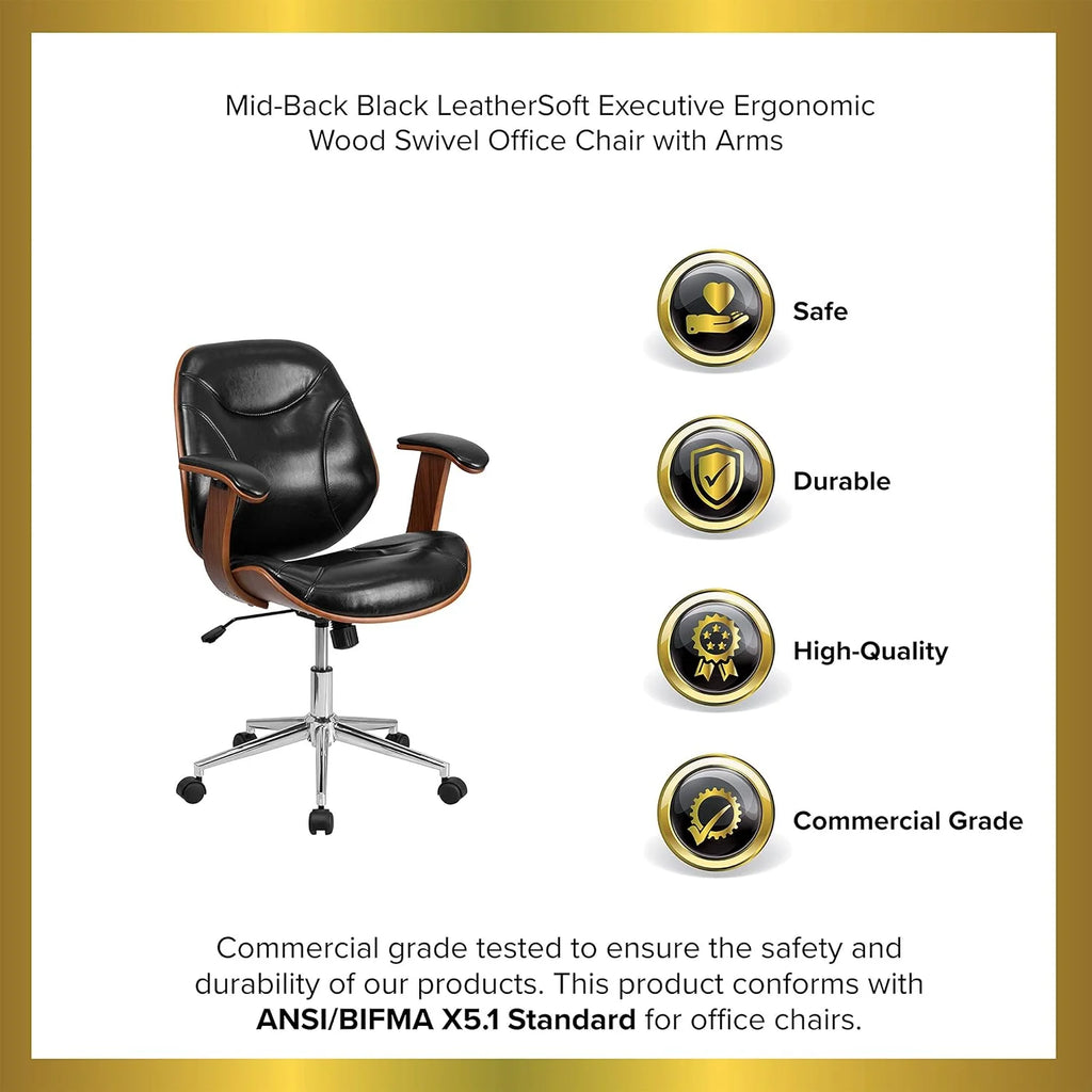 Black Faux Leather Ergonomic Office Chair A55116