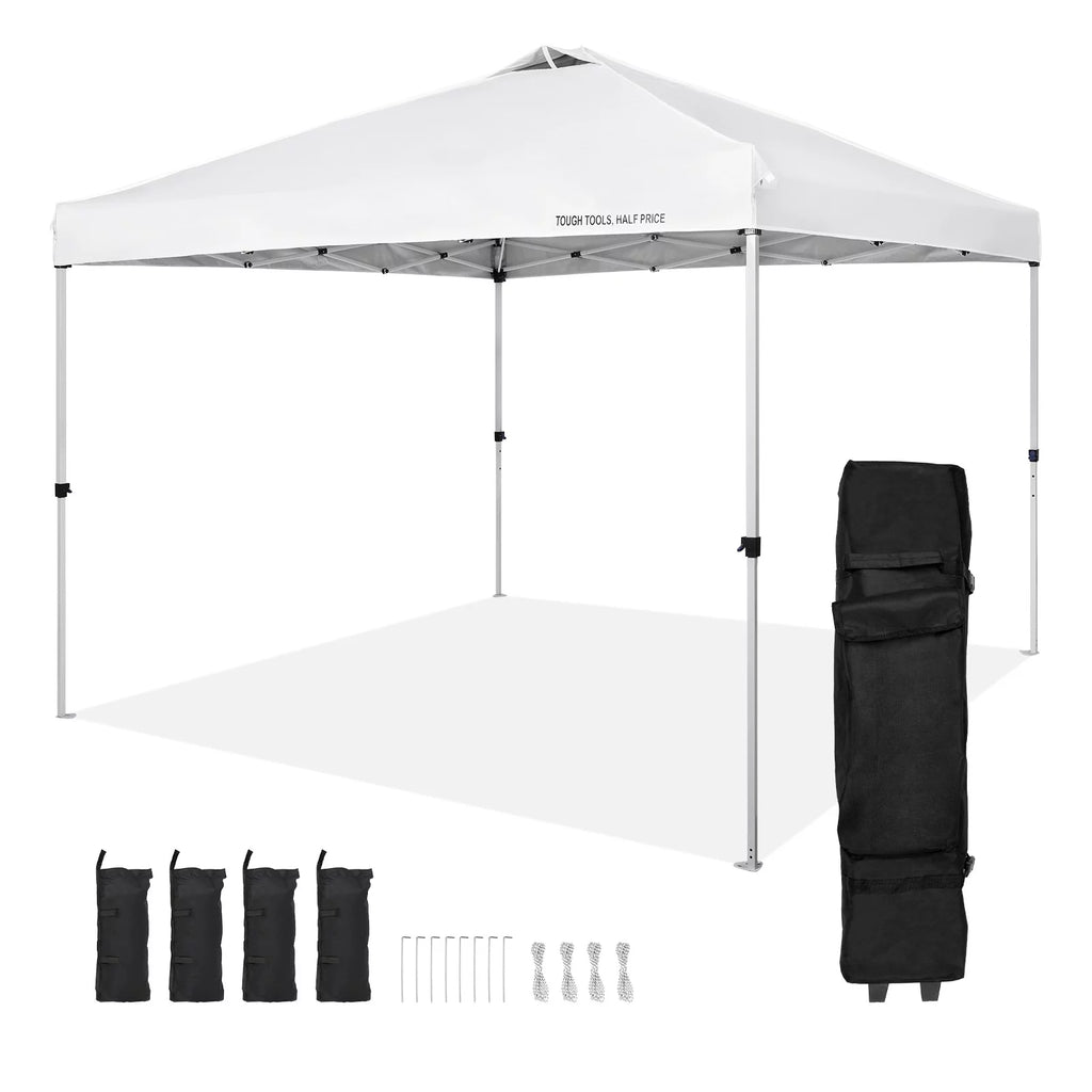 10 x 10 ft Pop Up Canopy Tent with Roller Bag and 4 Sandbags D598