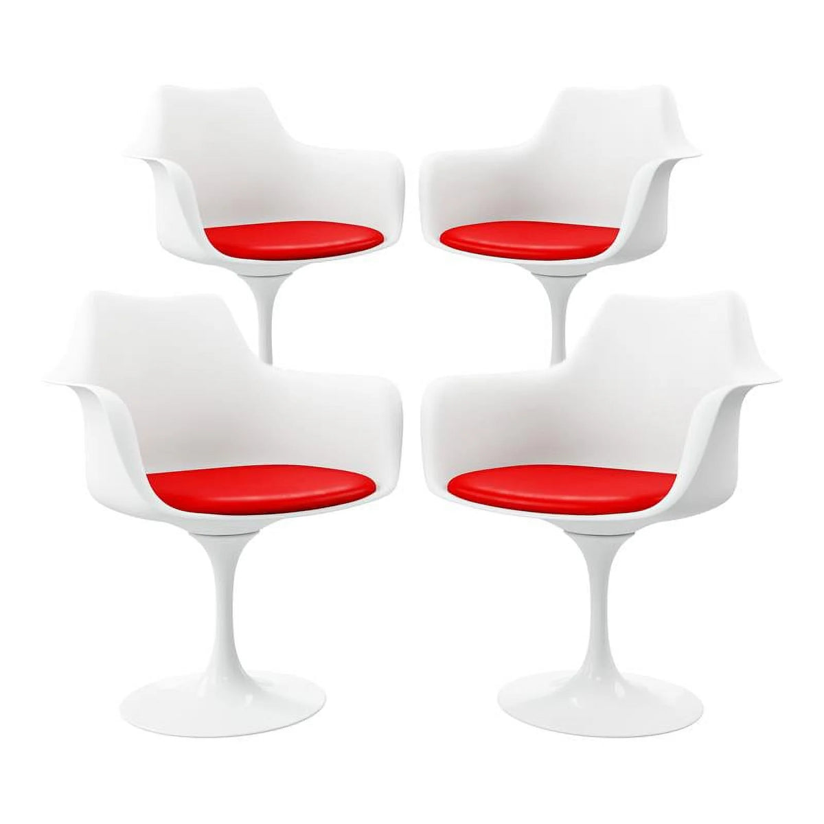 Red Plastic and Metal Armchairs Set of 4 A907949