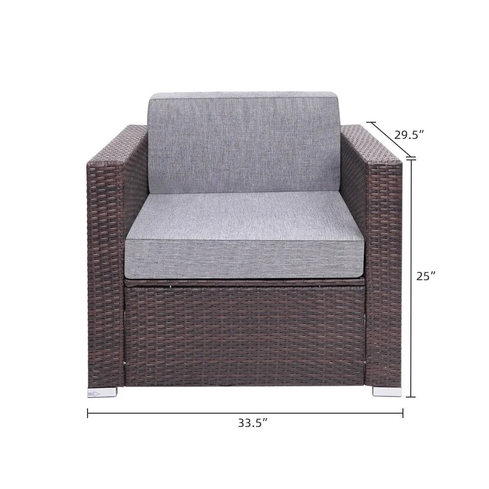 5 Pieces PE Wicker Rattan Corner Sofa Set M365065