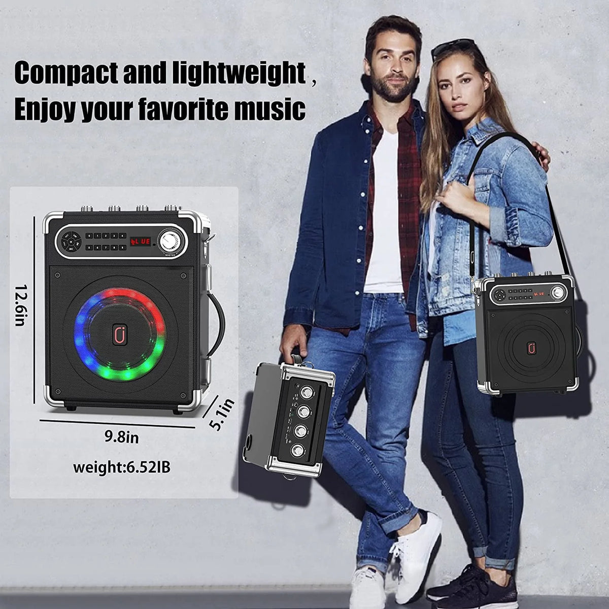 Karaoke Machine with 2 Wireless Microphones Bluetooth Speaker System E47433