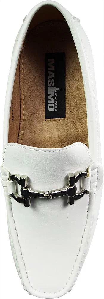 White Faux Leather Loafer Shoes N7666