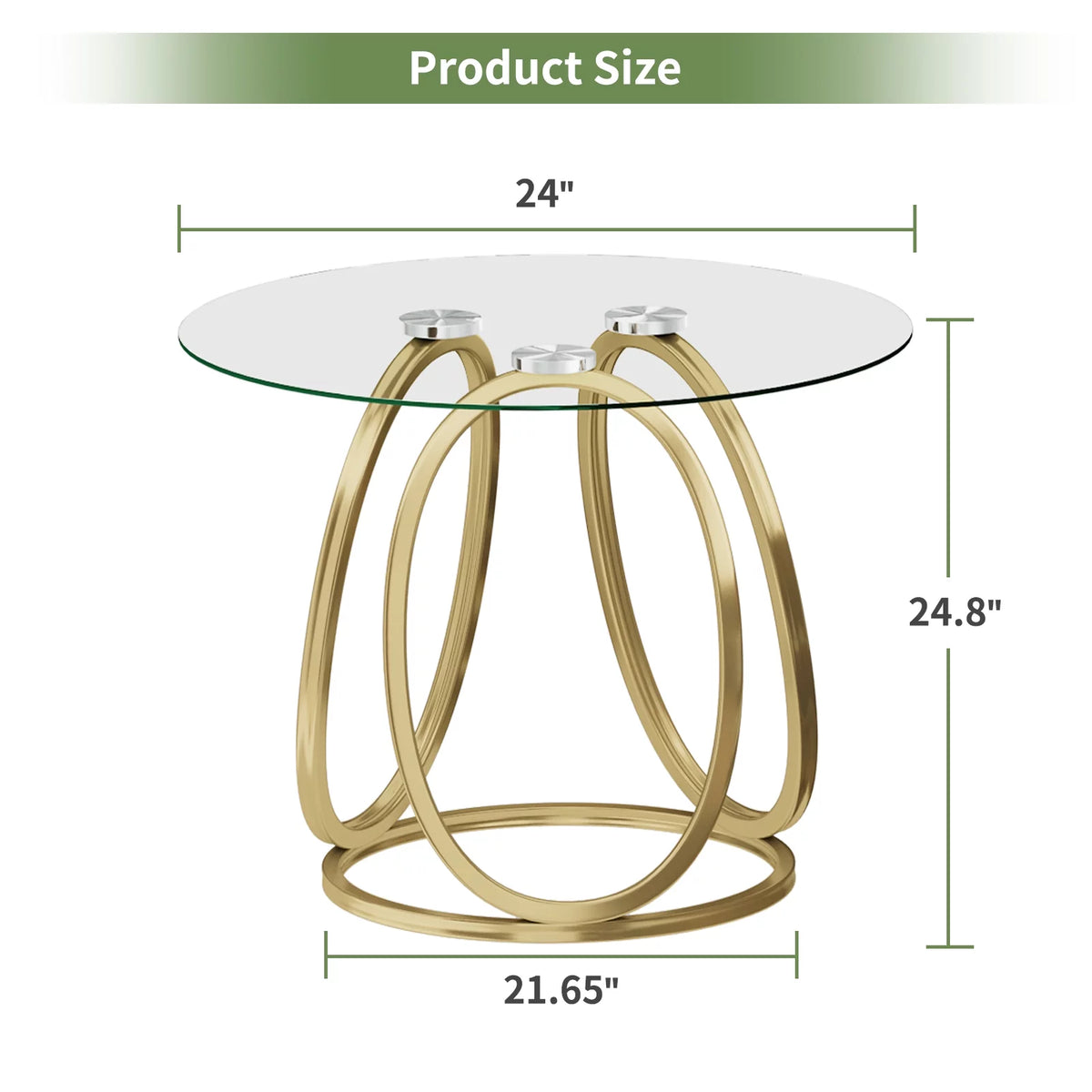 Modern Glass Round End Table with Gold Metal Frame A64887