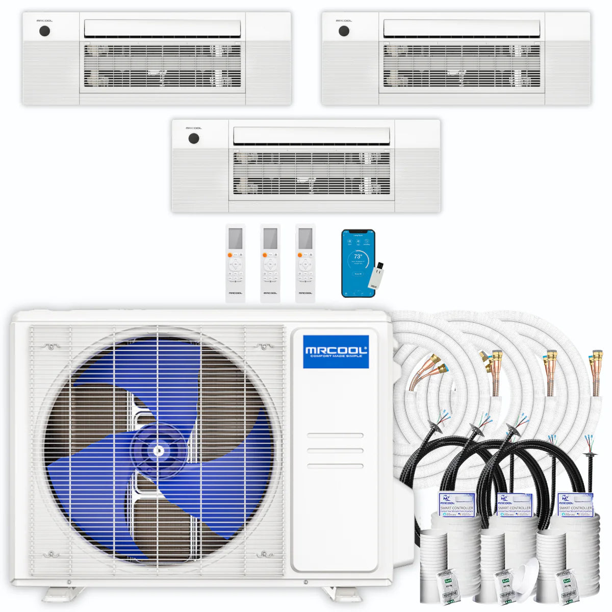 36,000 BTU 3 Zone Ceiling Cassette Ductless Air Conditioner and Heat Pump C731