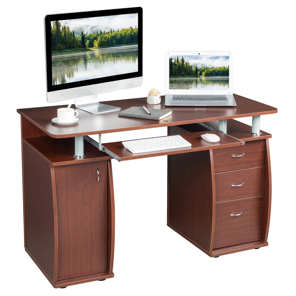 Computer Desk with Drawers Wood W13175