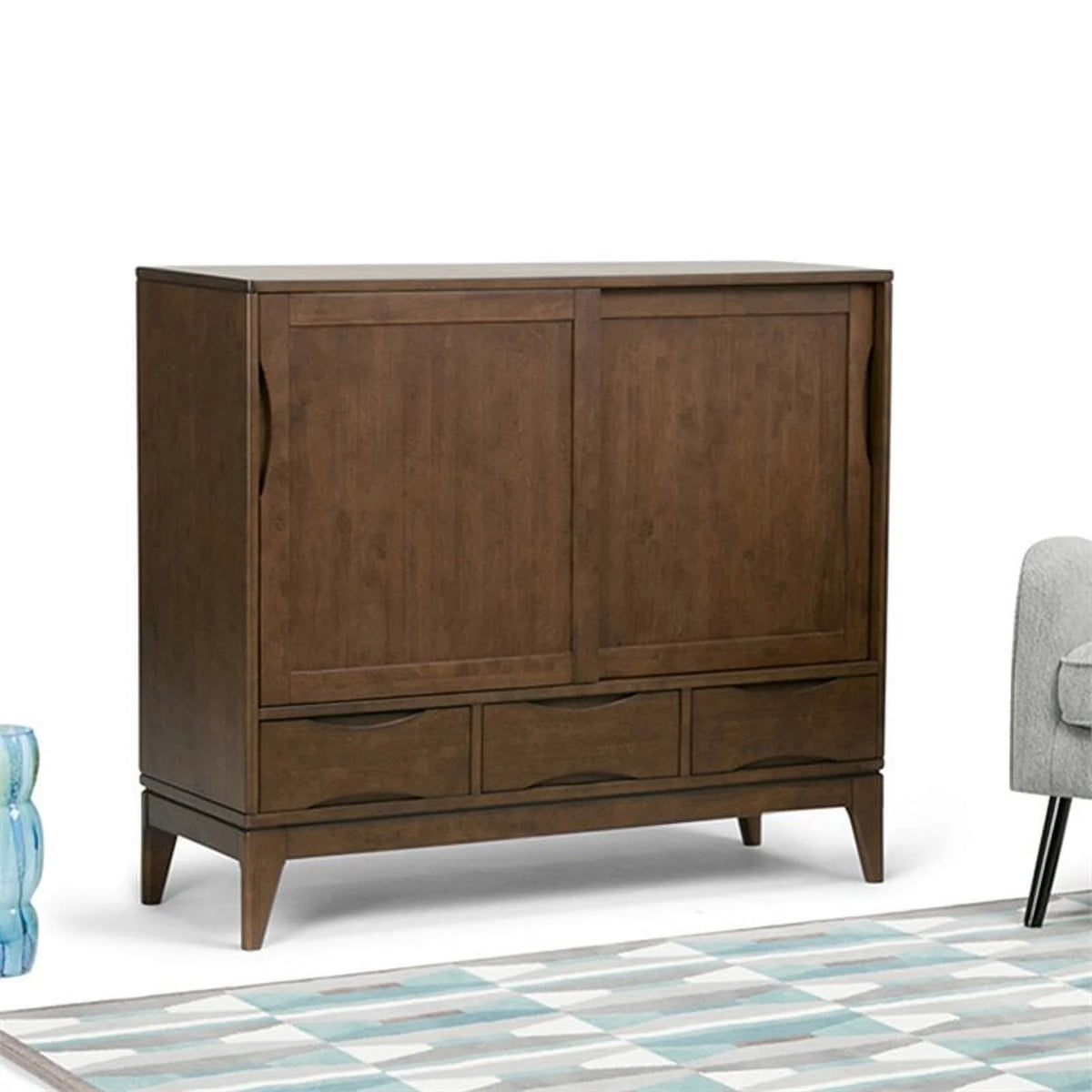 Solid Wood 48"W Medium Storage Cabinet in Walnut Brown G435