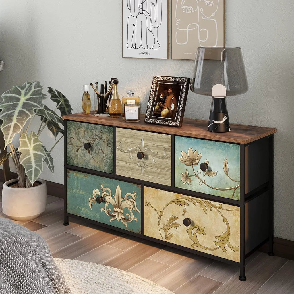 Fabric Dresser with 5 Drawers M733417