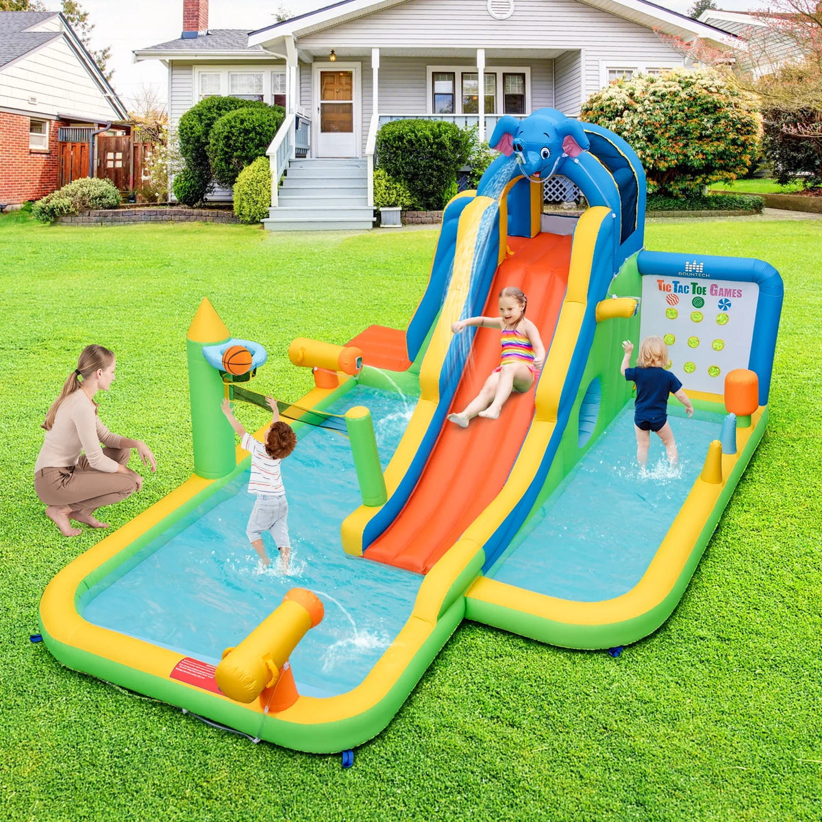 Inflatable Water Slide 9-in-1 Water Park with Splash Pool I569