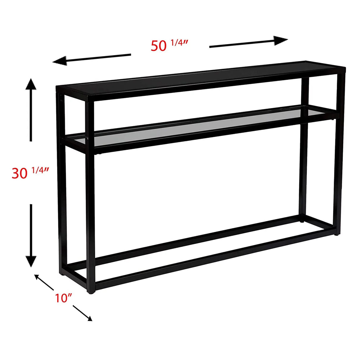 Black Metal Console Table with Glass Shelf B7371